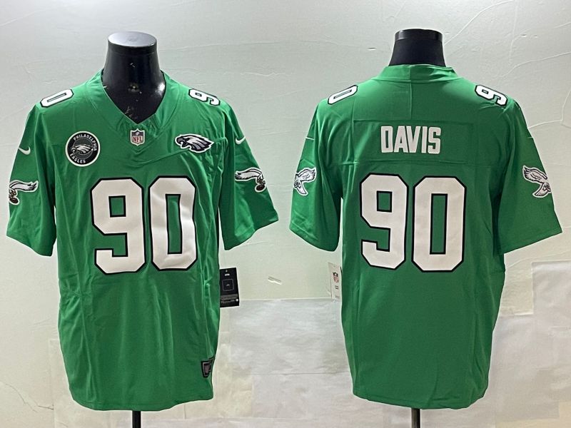 Men Philadelphia Eagles #90 Davis Green three generations 2025 Nike Vapor Limited NFL Jersey style 5